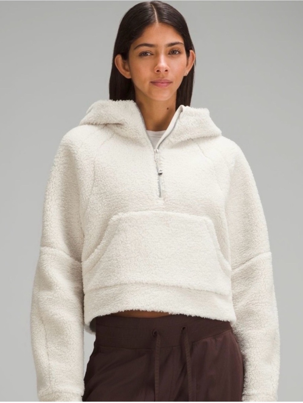 Lululemon half zip Sherpa scuba in bone, size XS/s